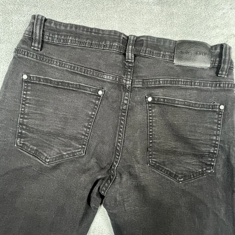 Steves Jeans Mens 33x30 Black Stretch Denim Zip Pocket Slim Straight